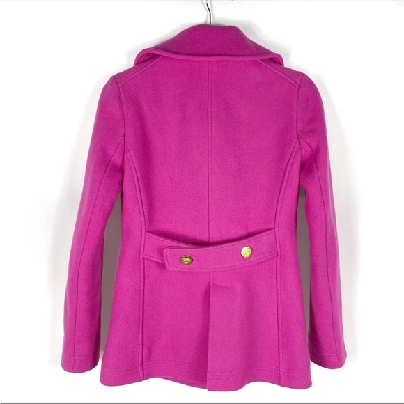 J.Crew 💕 Barbie Hot Pink Stadium Spring Short Double Breasted Fuchsia Pea Coat - Picture 5 of 13